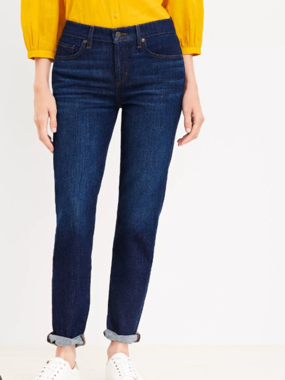 LOFT Curvy Super Soft Girlfriend Jeans - Dark Wash - Size 32/14